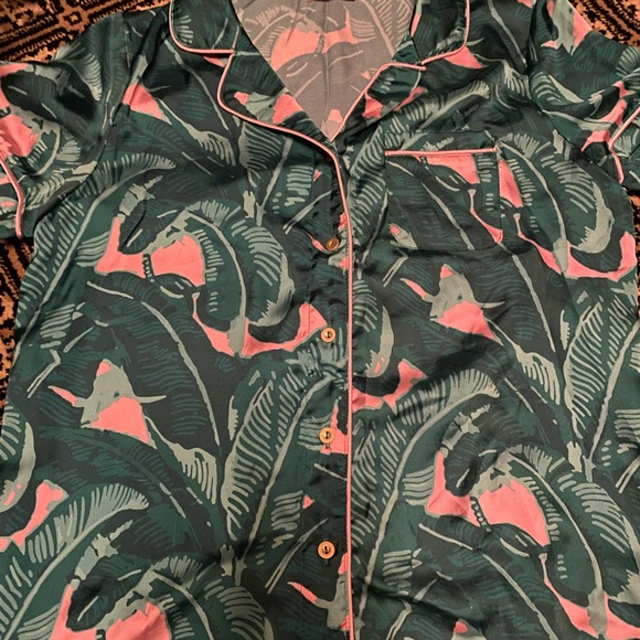Judith March Tropical palm trees intimates button up pajama set - Picture 3 of 4